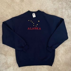 Vintage Sweatshirt, Embroidered Alaskan Flag, Jerzees Size Medium